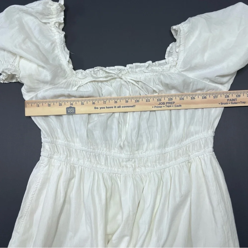 Aerie White Cottagecore Puff Sleeve Mini Dress Size XL - Picture 7 of 8